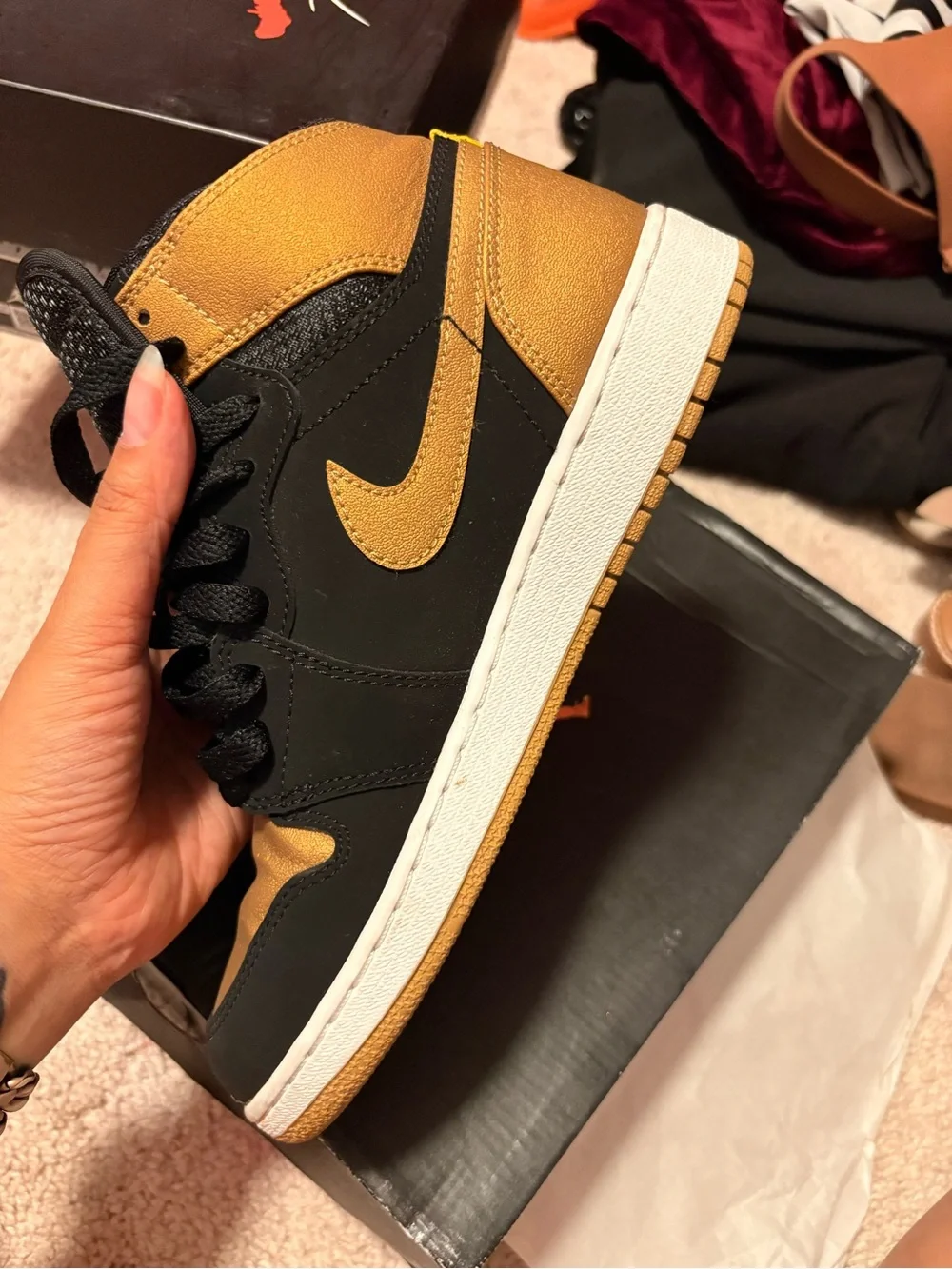 Jordan Men’s Sneakers in Black & Wheat Gum